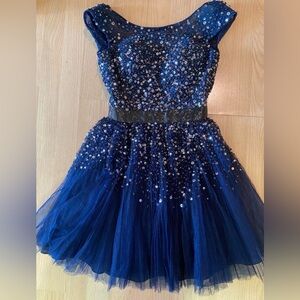 Sherri Hill Blue Sequin Dress
